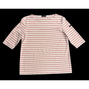 Saint James White-Pink Phare Tunic 3/4 Sleeve Striped Tunic Top US 14
